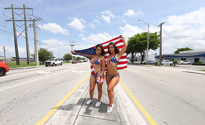 Lilly Hall and Kelsi Monroe in Threesome On the Fourth from