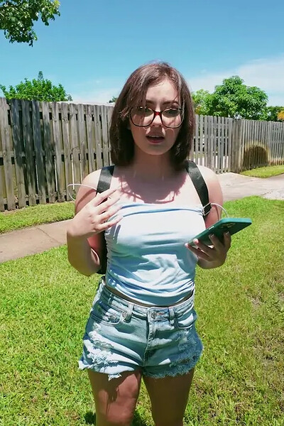Leana Lovings flashed her tits, got naked in the van, sucked a big dick, and was fucked deep and hard by Tyler Steel, who came on her face.