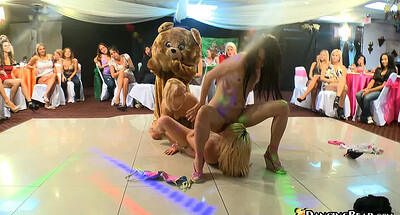 The men moved through the crowded club, ejaculating on the many eager women.