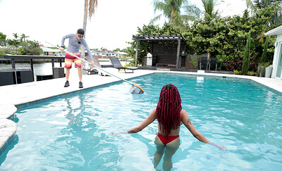 Julie Kay in Great Body Seduces Pool Man from