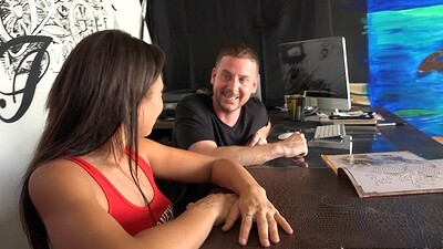 Scarlett Sage and Adrian Maya in Tattoo shop from