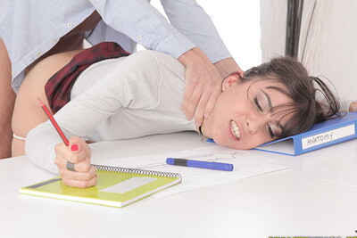 Anya seduced her tutor Chris and eagerly took his cock into her mouth.