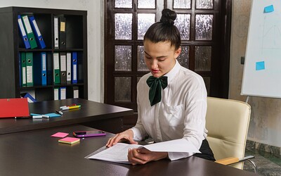 Eva Red in Alone in the office from 