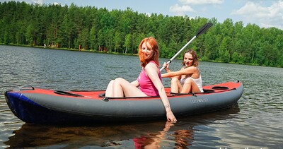 Olivia Trunk and Emma Korti in Lesbian kayak champions from 
