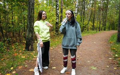 Violet Clarke and Rihanna Black in World run day from 