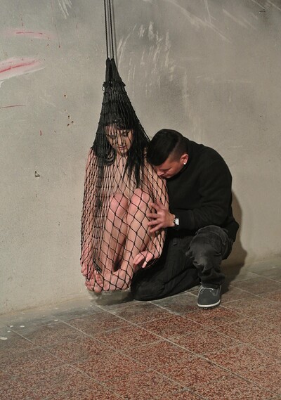 Alice Nice in Alice trapped and dangling in net getting vibed from 