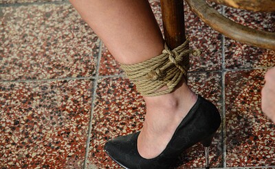Sandy Ambrosia in Sandy Ambrosia chair-tied cleavegagged tit-grabbed from 