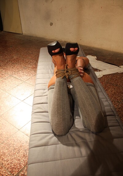 Samantha Joons in Samantha getting hogtied mouth-stuffed tapegagged stripped tit-grabbed from 