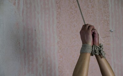 Ornella Morgan in Morgan struggles while hands up tied from 