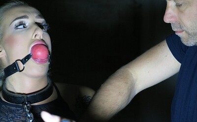 Daisy Lee in Ball gagged and vibed in a rope harness from 