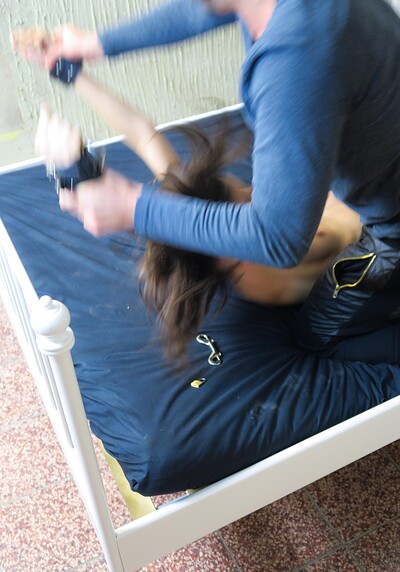 Miky Love in Prisoner Miky Love vibed on bed from 