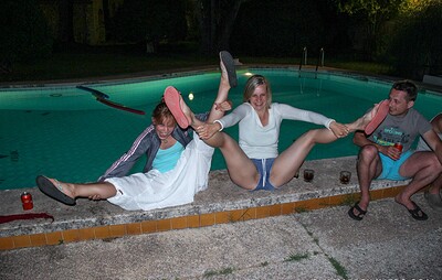 Nikki M in BBQ party ends up fucking at the pool from 
