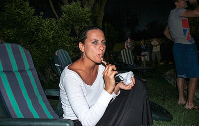Nikki M in BBQ party ends up fucking at the pool from 