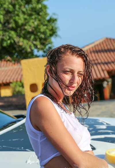 Wendy Moon and Tereza in Car wash babes getting wet from 
