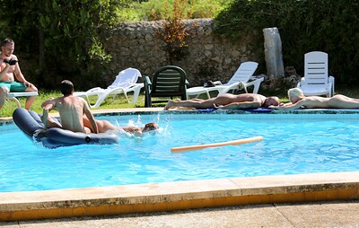 Blanche Bradburry and Chrissy Fox in Horny girls getting fucked by the pool from 