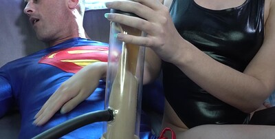 Lance Hart and Alex Coal in Alex Coal Drains Superman from 