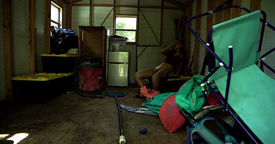 Kimmy Kimm and Peter Green in Teen Stepdaughter Caught Fapping In The Shed, Scene #01 from