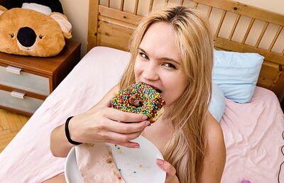Irina Cage in Stepdad's Girlfriend Gets a Gangbang and Licks 3 Cumshots Off a Doughnut Scene #01 from