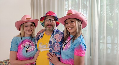 Lana Analise and Rebel Rhyder in Chubby Teddy from Chicago Wins a Double Blowjob from Sexy Blondes Besties from 