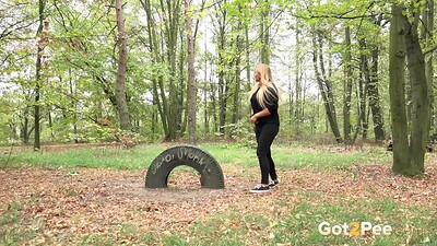 Jenna Lovely in Long-Time Pissing Blonde In The Woods from 