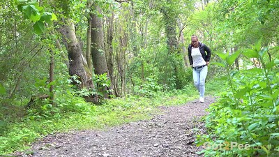 Naomi Bennet in Forest Path Pissing from 