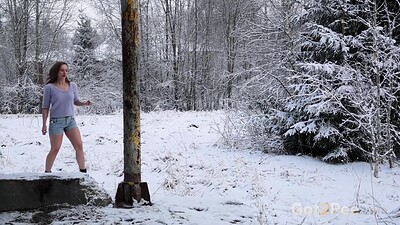 Alice Klay in Hotpants In The Snow from