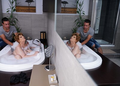 in Mature BBW bathing with a big cock in her mouth from 
