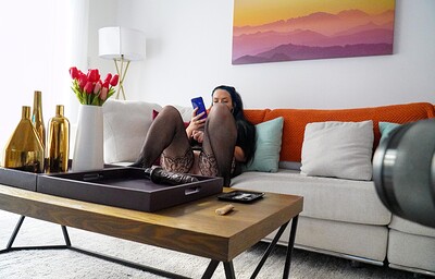 Ryan Smiles in Ryan Smiles couch black dildo from