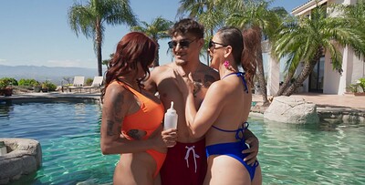 Cherie Deville and Alexis Fawx in Cougars Catch The Pool Boy from 