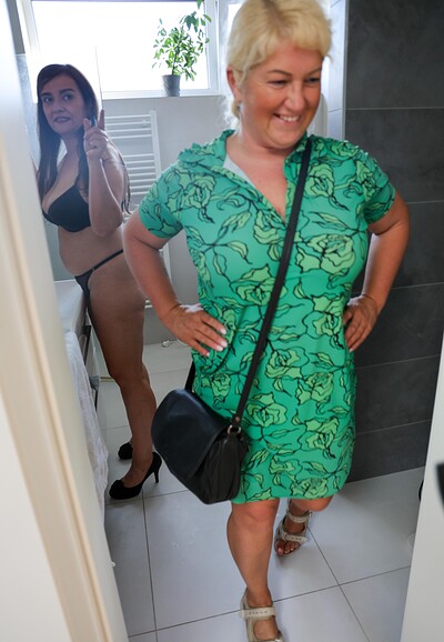 Eva Tittie and Yvette Moore in Mature Ladies orgasm - BTS from 