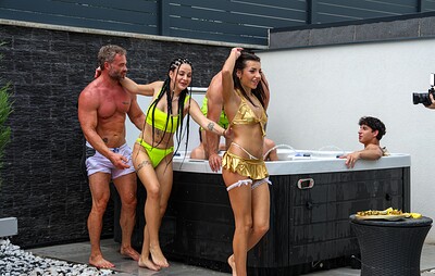 Mia Trejsi and Mini MitziX in Wet & Wild Pool Party from 