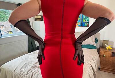 Lara Latex in Red Dress Red Soles from