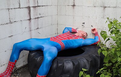 Brody Fox and Matt Stiel in Worship me Spidey from 