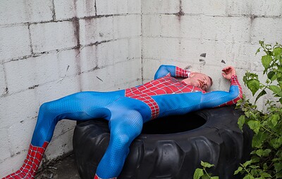 Brody Fox and Matt Stiel in Worship me Spidey from 