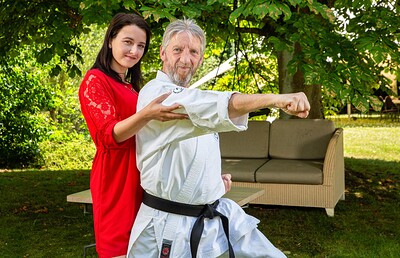 Sonny Tube and Shana BAS in Outdoor Karate Practice from