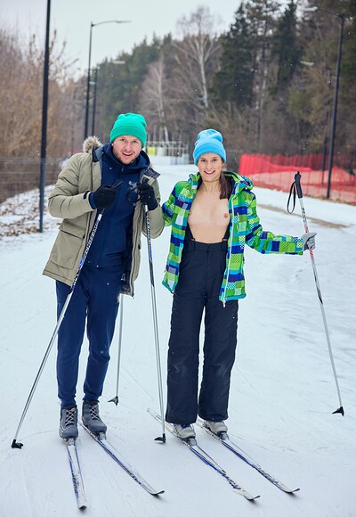 Jane White and Aleks Sam in Apres Ski flashing with Jane White from 