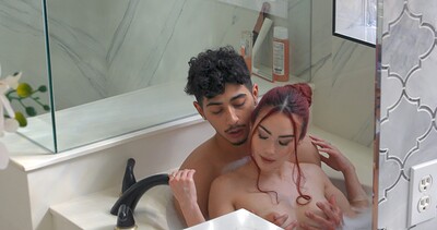 Scarlette Moon and Diego Perez in My Stepson And I Take A Bath Together from 