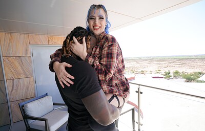 Xoe Grim and Louie Smalls in Blue haired Xoe Grim takes KingBBC from