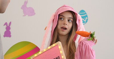 Molly Little in Stepsister Has A Carrot Eating Contest This Easter from 