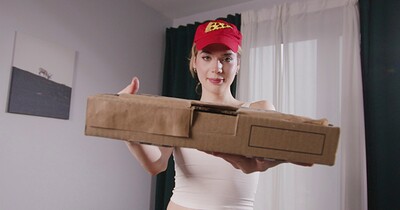 Seb Leblan and Yuna Yule in Femboy Pizza Delivery Girl Gets More Than Just The Tip from