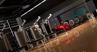 HyperComics3D in Sporty babe and futanari goes wild in the gym from 