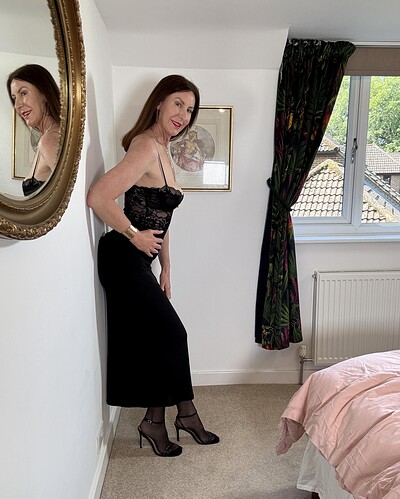 Lara Latex in Horny Mature Lara Pleasures Her Hairy Pussy from 