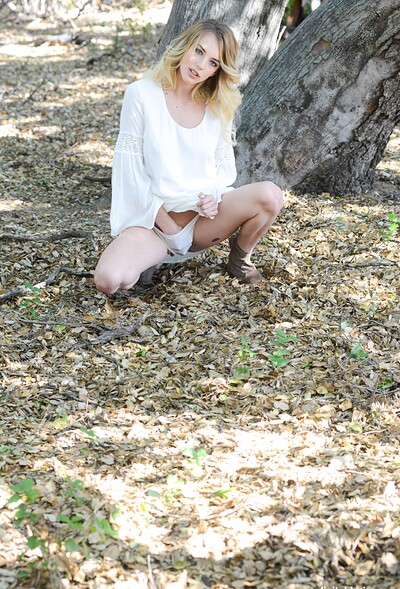 Blake Eden in Blonde angel touches herself in the forest from 